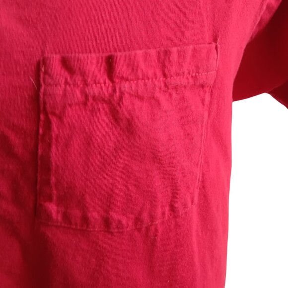 BVD XL Vintage Single Stitch T-shirt 1980s Mens CHERRY RED COTTON POCKET USA - Picture 4 of 6